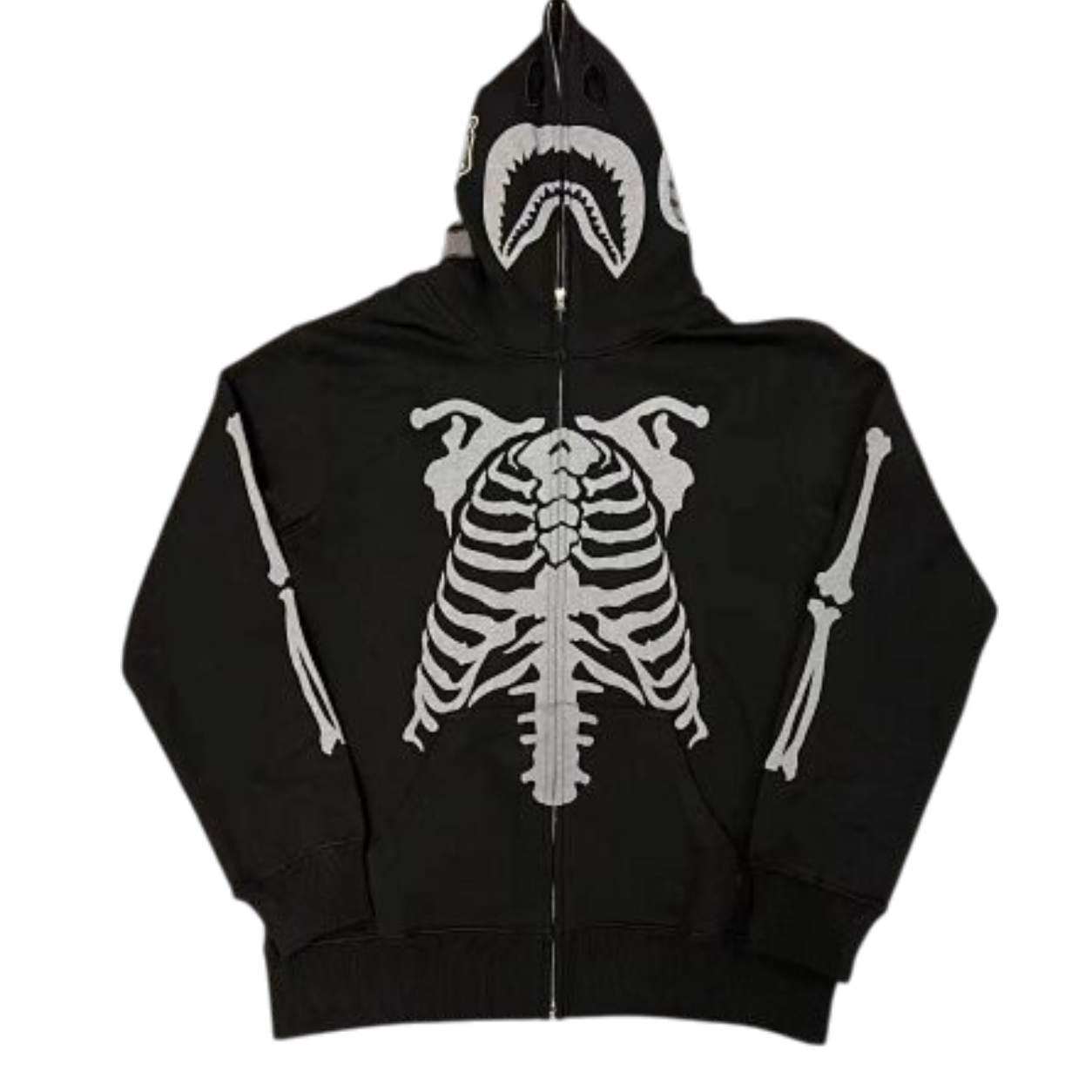 Bape Shark Skeleton Washed Black Hoodie
